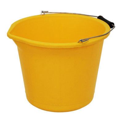 simpa 13L / 3 Gallon Yellow Heavy Duty Builder's Bucket - Set of 10