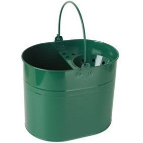 simpa 15L Dark Green Large Steel Mop Bucket with Handle