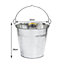 simpa 15L Heavy Duty Galvanised Metal Bucket Pail with Handle - Set of 5