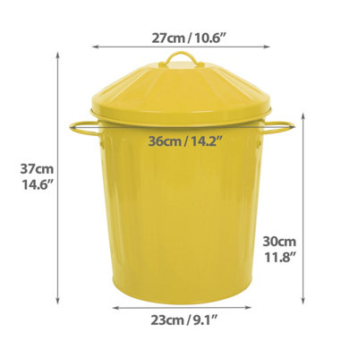 Simpa 15L Vintage Metal Bin - Yellow