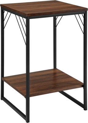 simpa 16" Dark Walnut Metal Accent Side Table