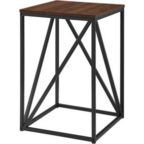 simpa 16" Dark Walnut Square Geometric Side Table