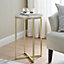 simpa 16" Round Faux Grey Vein Cut Marble & Gold Side Table Gold Legs