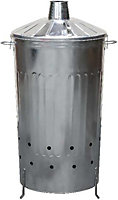 simpa 180L XXL Strong Tough Galvanised Metal Incinerator & Locking Lid 107cm (H) x 64cm (W) x 52cm (Dia)