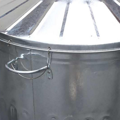 simpa 180L XXL Strong Tough Galvanised Metal Incinerator & Locking Lid 107cm (H) x 64cm (W) x 52cm (Dia) - 3