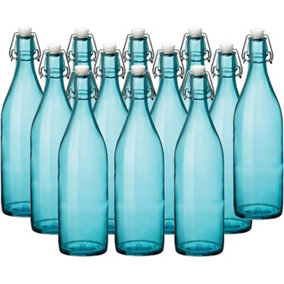 simpa 1L Blue Glass Swingtop Bottle - Set of 12
