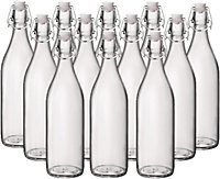simpa 1L Clear Glass Swingtop Bottle - Set of 12