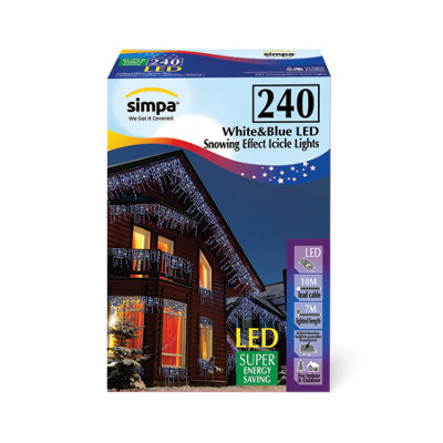 simpa 240 LED Blue & White Multi-Action Icicle Lights