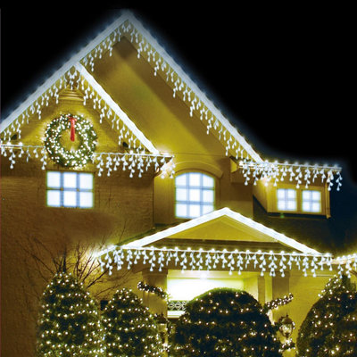 simpa 240 LED White Multi-Action Icicle Lights