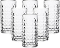 simpa 278ml Quilted Diamond Pattern Highball Glasses, Set of 6