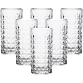 simpa 278ml Quilted Diamond Pattern Highball Glasses, Set of 6
