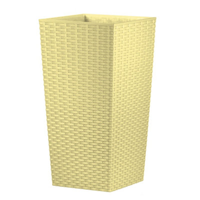 simpa 27L Cream Rattan Plant Pots Set - 3