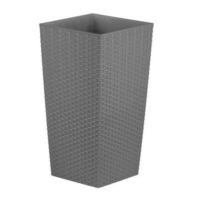simpa 27L Grey Rattan Plant Pots Set
