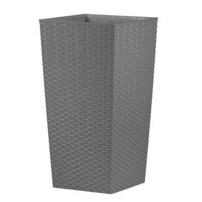 simpa 27L Grey Rattan Plant Pots Set