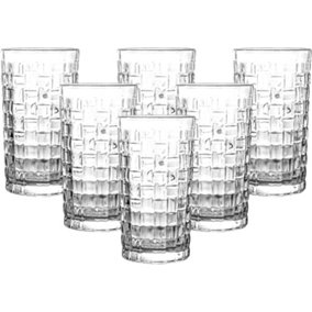 simpa 285ml Woven Pattern Highball Drinking Glasses, Set of 6