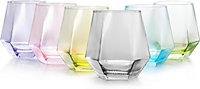 simpa 290ml Multicoloured Diamond Shaped Drinking Glasses, Set of 6