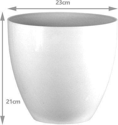 simpa 2PC Avant-Garde White Gloss Plastic Planter 23cm (Dia).