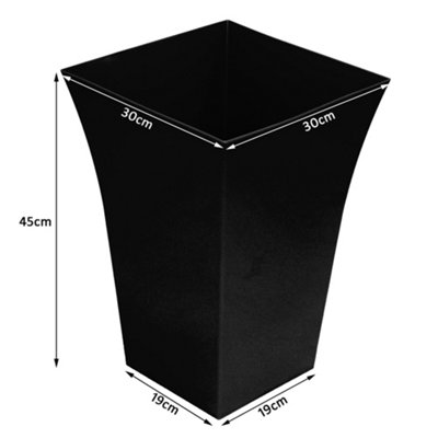 simpa 2PC Black Large Milano Plastic Planters.