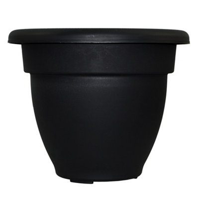 simpa 2PC Black Round Winchester Plastic Garden Planters 50cm (Dia). - 3