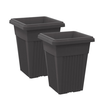 simpa 2PC Black Sovereign Pillar Upright Planters 32cm Dia