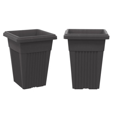 simpa 2PC Black Sovereign Pillar Upright Planters 32cm Dia