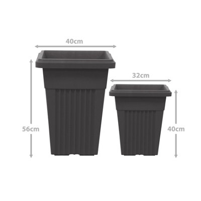 simpa 2PC Black Sovereign Pillar Upright Planters 32cm Dia - 3