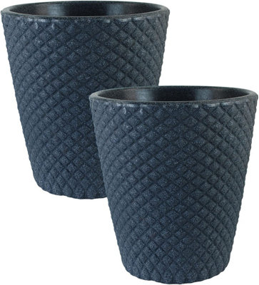 simpa 2PC Charcoal Geometric Plastic Planter