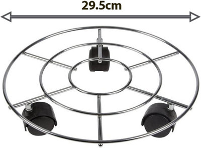 simpa 2PC Chrome Plant Pot Mover Transporter - 29.5cm (W) x 6.5cm (H) - 3