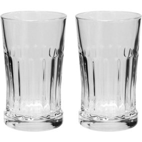 simpa 2PC Clear Chunky Glass Table Vase with Vertical Line Detailing 16.5cm (H)