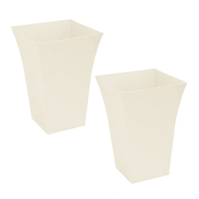 simpa 2PC Cream Large Milano Plastic Planters.