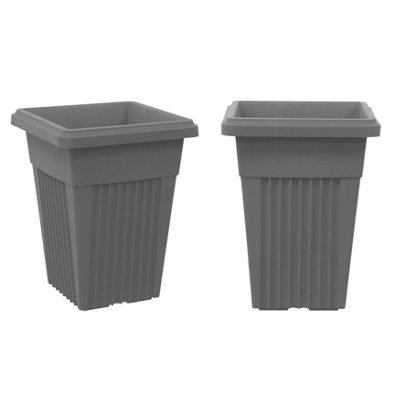 simpa 2PC Dark Grey Sovereign Pillar Upright Planters 40cm Dia