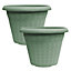 simpa 2PC Green Geometric Petals Plastic Plant Pots 34cm (Dia)