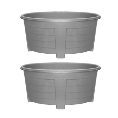 simpa 2PC Grey Grosvenor Oval Plastic Planters - 55cm