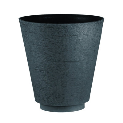 simpa 2PC Hudson Grey/Black Textured Effect Plastic Planters 38cm (Dia).