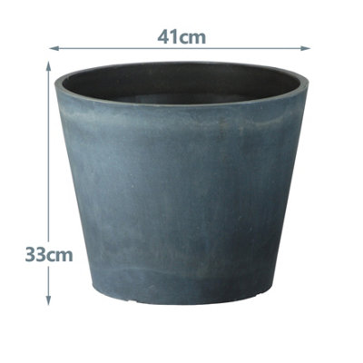 simpa 2PC Masonry Concrete Style Round Plastic Planters 41cm (Dia) - 3