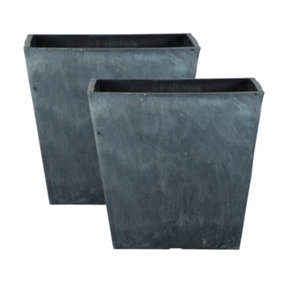 simpa 2PC Masonry Concrete Style Square Plastic Planters 31cm (Dia)