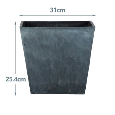 simpa 2PC Masonry Concrete Style Square Plastic Planters 31cm (Dia)
