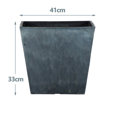 simpa 2PC Masonry Concrete Style Square Plastic Planters 41cm (Dia) - 3