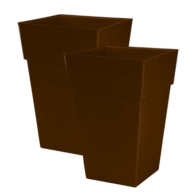 simpa 2PC Moda Milano 28L Chocolate Plastic Planters.