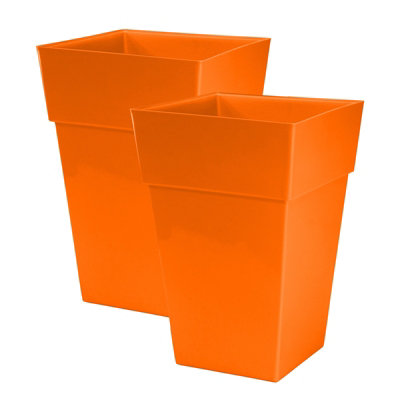 simpa 2PC Moda Milano 28L Orange Plastic Planters.