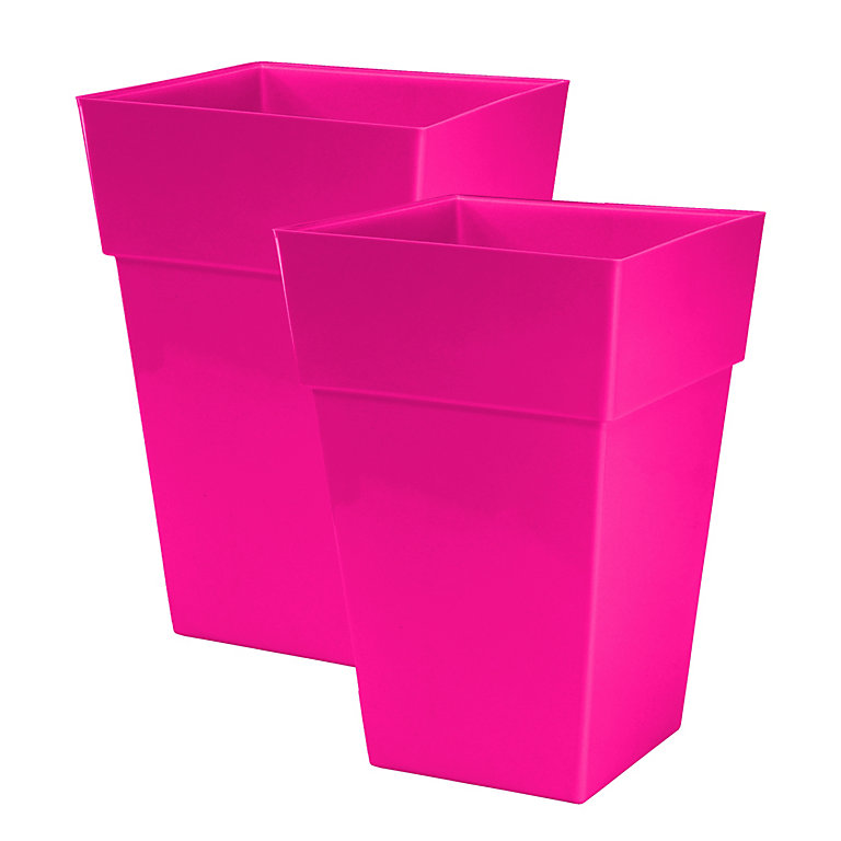 simpa 2PC Moda Milano 28L Pink Plastic Planters. | DIY at B&Q