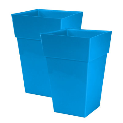 simpa 2PC Moda Milano 28L Sky Blue Plastic Planters.