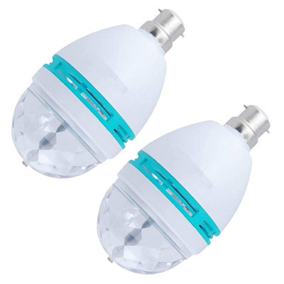 Simpa 2PC Multicolour Full Rotating Party LED Light Bulb 3W B22