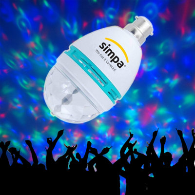 Simpa 2PC Multicolour Full Rotating Party LED Light Bulb 3W B22