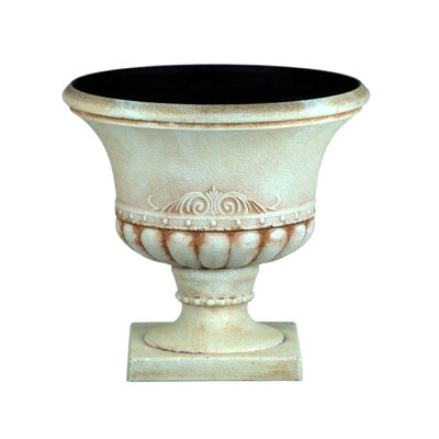 simpa 2PC Pompeii Beige Short Plastic Urn Planter & Base 41.5cm (Dia).
