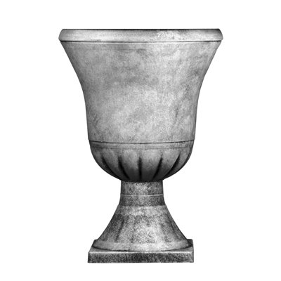 simpa 2PC Pompeii Grey Tall Plastic Urn Planter & Base 40cm (Dia).