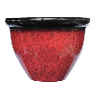 simpa 2PC Red Drip Glaze Effect Plastic Planters 30.5cm (Dia)