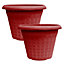 simpa 2PC Red Geometric Petals Plastic Plant Pots 34cm (Dia)