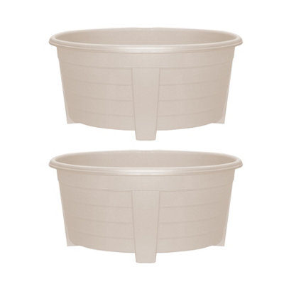 simpa 2PC Taupe Grosvenor Oval Plastic Planters - 55cm