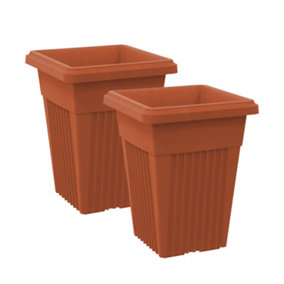 simpa 2PC Terracotta Sovereign Pillar Upright Planters 40cm Dia